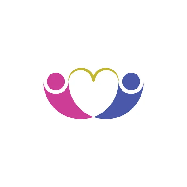 Couple Holding Rope Heart Shape Logo Vector Icon Design — Stock Vector