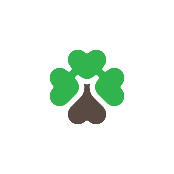 Aşk Ağacı Kalp Yaprağı Logo Vektör Tasarımı — Stok Vektör