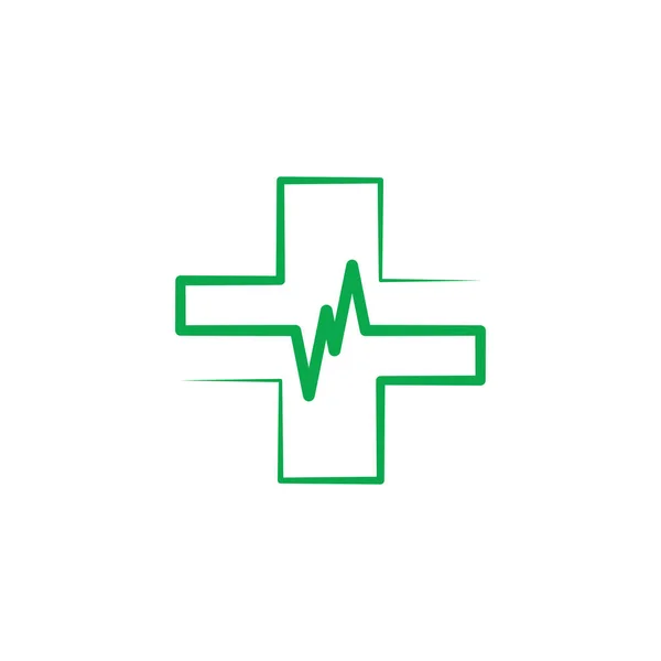 Medicínský Kříž Srdce Pulsní Logo Vektor Design — Stockový vektor