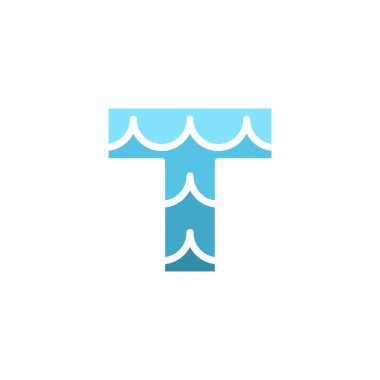 Logo harfli su dalgaları turizm ikonu vektör tasarımı