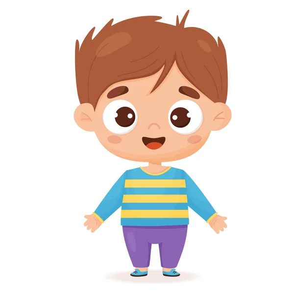 Roztomilý Chlapec Světlou Pletí Vektorová Ilustrace Charakter Dítě Kresleném Stylu — Stockový vektor