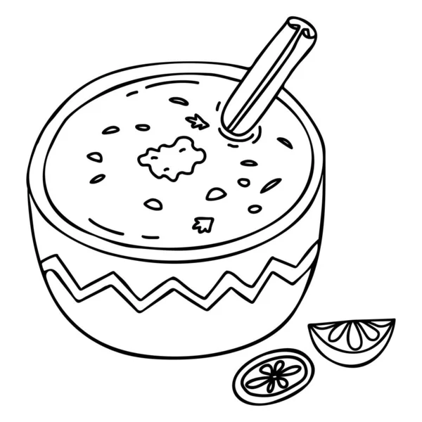 Arroz Con Leche Tradicional Mexican Popular Milk Rice Pudding Cinnamon — Stock Vector
