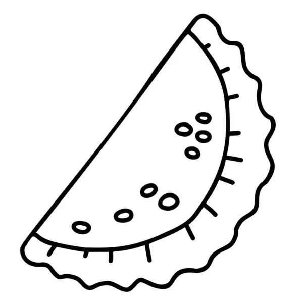 Mexicain Empanada Vecteur Linéaire Dessin Main Mexicaine Nourriture Close Dans — Image vectorielle