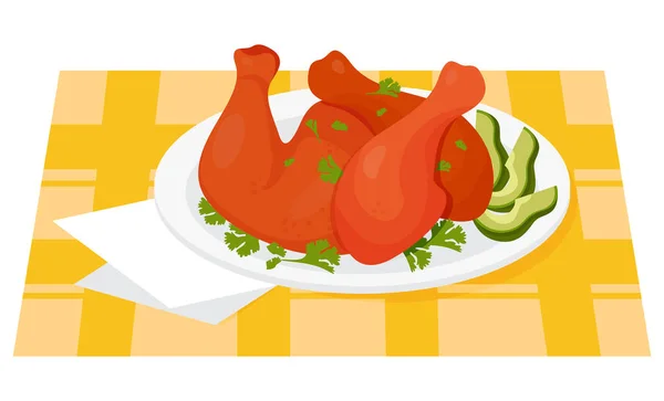 Meksika Achiote Tavuğu Izgara Yemek Yucatan Usulü Terbiye Edilmiş Tavuk — Stok Vektör