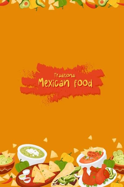 Traditionelle Mexikanische Küche Nahtlose Vertikale Grenze Mit Lateinamerikanischen Gerichten Quesadilla — Stockvektor