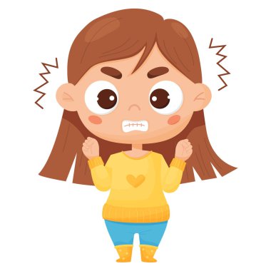 Kızgın kız. Kadın karakter duygusu.