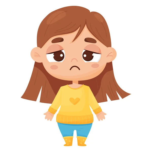 Emotion. Sad girl. Vector illustration in cartoon style
