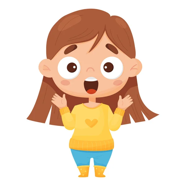 Girl emotion. Fear and scream. Vector illustration in cartoon style.