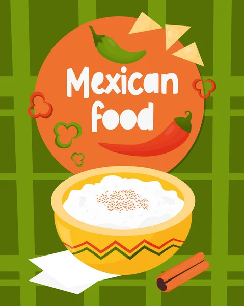 멕시코 요리에는 멕시코 요리가 들어가 식사와 일러스트 디자인 메뉴와 주제를 — 스톡 벡터