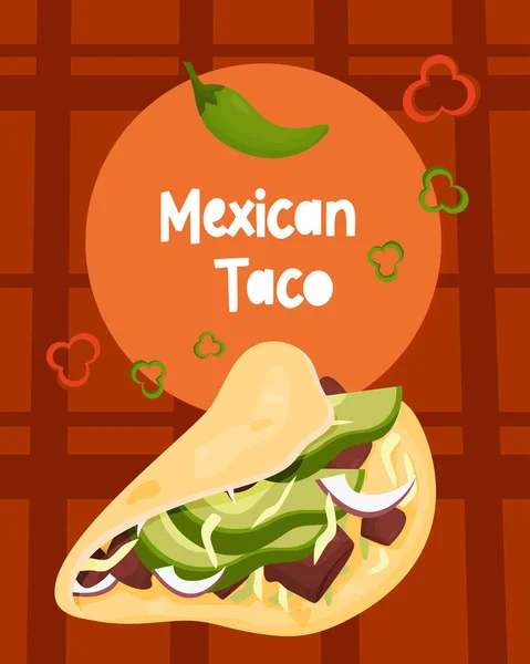 Traditionelles Mexikanisches Taco Mexikanische Mehl Tortillas Gefüllt Mit Fleisch Und — Stockvektor