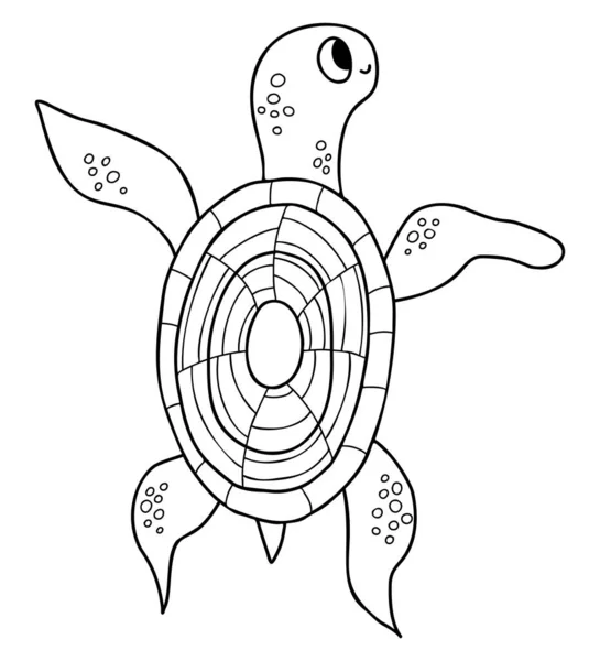 Lindo Animal Tortuga Ilustración Vectorial Dibujo Del Esquema Para Colección — Vector de stock