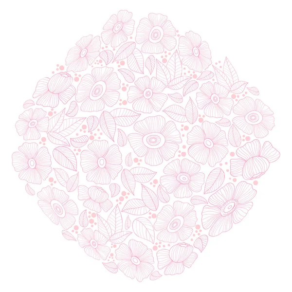 Kwadrat Wzór Różowego Liniowego Kwiatu Stokrotki Przezroczystym Tle Kwadratowy Ilustracja — Wektor stockowy