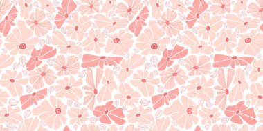 Havalı papatya çiçekleriyle kusursuz desen. Çiçeksel yatay şeffaf arka plan. Vektör İllüstrasyonu. Duvar kağıdı, tasarım, tekstil, ambalaj, dekor için çizilmiş estetik modern sanat eli 