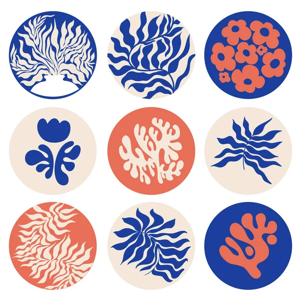 Matisse Abstrakte Kunst Sammlung Ästhetische Moderne Minimalistische Kunst Blumen Blätter — Stockvektor