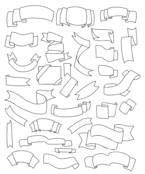 Coleção Fita Traçado Ilustração Vetorial Doodles Isolados Desenhados Mão — Vetor de Stock