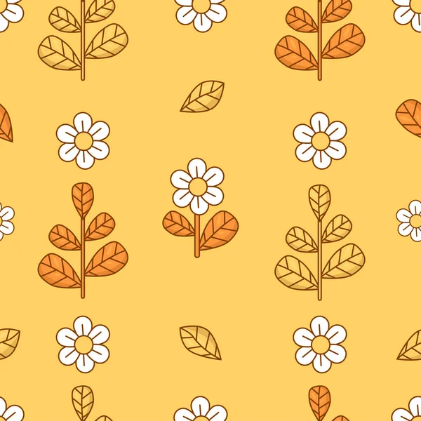 Motif Floral Sans Couture Avec Des Fleurs Camomille Des Branches — Image vectorielle