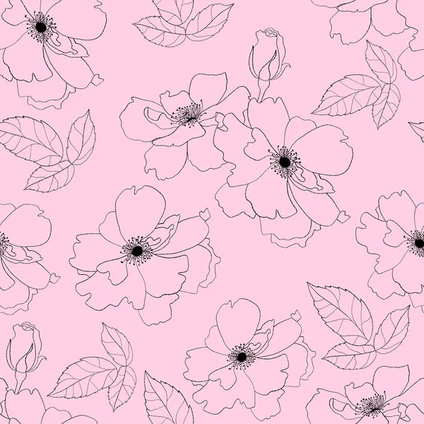 분홍색 배경에 꽃무늬없는 꽃무늬 일러스트레이션 디자인 장식용으로 — 스톡 벡터