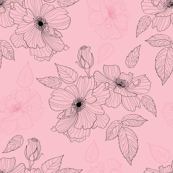 분홍색 배경에 꽃무늬없는 꽃무늬 일러스트레이션 디자인 장식용으로 — 스톡 벡터