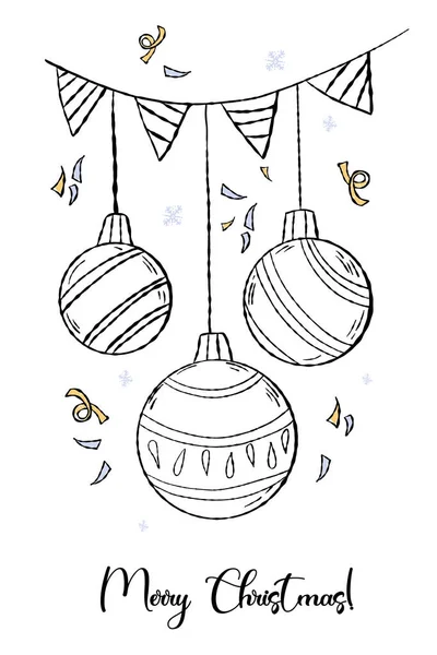 Buon Natale Tutti Palle Natale Con Ghirlanda Auguri Festa Illustrazione — Vettoriale Stock
