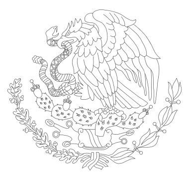 Kartal ve yılanlı Meksika ceketi kolları. Meksika bayrağı amblemi. Vektör özet çizimi