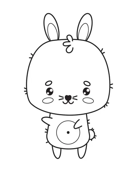 Happy Cute Bunny Animal Outline Kawaii Character Vector Illustration Line — Stock Vector