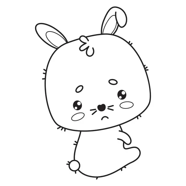 Cute Sad Little Bunny Animal Outline Kawaii Character Vector Illustration — Stock Vector