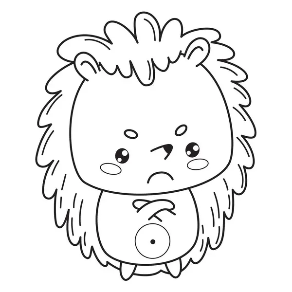Disgruntled Angry Hedgehog Vector Illustration Funny Outline Emotional Animal Character — Stock Vector