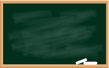 Okulun tebeşirli yeşil tahtası. Vektör illüstrasyonu