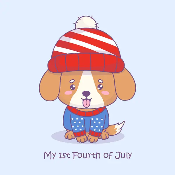 Amerikanische Festtagstiere Entzückender Hund Mit Hut Und Pullover Den Farben Stockvektor