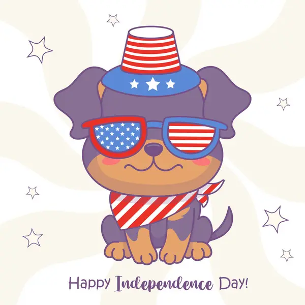 Glücklicher Patriotischer Hund Mit Brille Partyhut Und Halstuch Den Farben lizenzfreie Stockvektoren