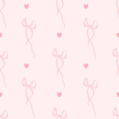 Pembe arka planda, kusursuz şeritsiz fiyonk. Vektör çizimi. Moda desenli estetik çizim