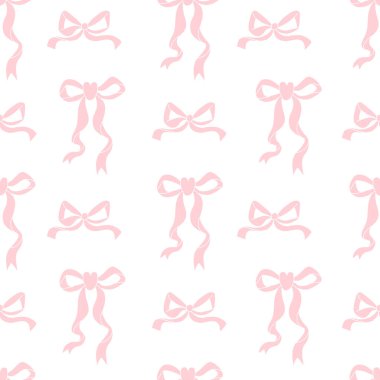 Beyaz arka planda şirin, pürüzsüz pembe kurdeleli kurdele. Coquette desenli çizim. Vektör çizimi. Moda kız aksesuarları