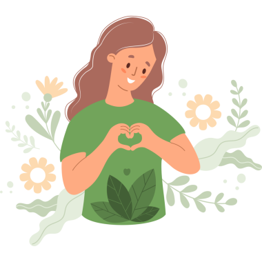 Yeşil çevre dostu tekstil kıyafetleri içinde Kalp Yapan Kadın Dönüşümü