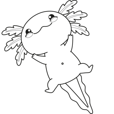 Özet komik Axolotl. Çizgi çizimi