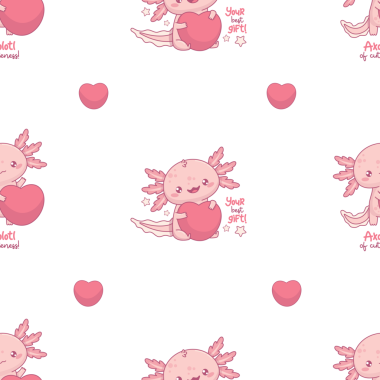 Kusursuz sevgililer günü şablonu. Kocaman kalbi olan şirin Axolotl.