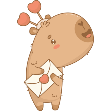 Sevimli romantik Capybara 'nın elinde bir aşk mektubu var..