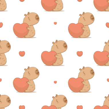 Kusursuz romantik model. Sevimli, mutlu bir çizgi film kapibarası, kocaman bir kalbi var.