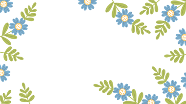 Mavi Çiçekli ve Yeşil Yapraklı Çiçek Çerçevesi