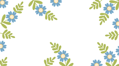 Mavi Çiçekli ve Yeşil Yapraklı Çiçek Çerçevesi