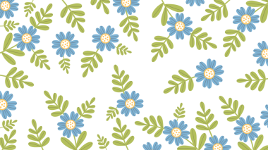 Mavi Çiçekli ve Yeşil Yapraklı Çiçek Çerçevesi