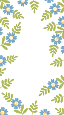 Mavi Çiçekli Çerçeve