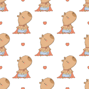 Romantik Süper kahraman Capybara Kusursuz Düzen. Kırmızı Pelerinli Sevimli Çizgi Roman Hayvanı