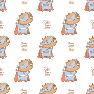 Süper kahraman Capybara Kusursuz Düzen. Sevimli Hayvan Karakteri