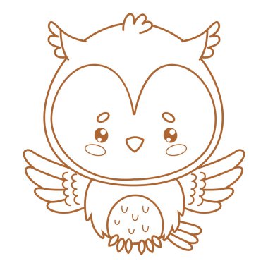 Özet olarak Sevimli Baykuş çizgi filmi. Çizgi çizimi, boyama kitabı. Vektör çizimi. Çocuk koleksiyonu