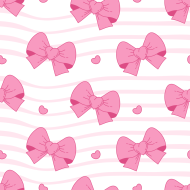 Çizgili Arkaplanda Klasik Kusursuz Şekilsiz Pembe Fiyonk Kurdelesi. Pembe Kız Ortamı