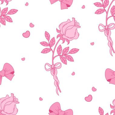 Bow Ribbon 'lu klasik, kusursuz Coquette Pembe Gül. Romantik kız havası