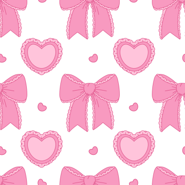 Klasik, kusursuz desenli Coquette Pembe Fiyonk ve Kalp. Kız Titreşimi