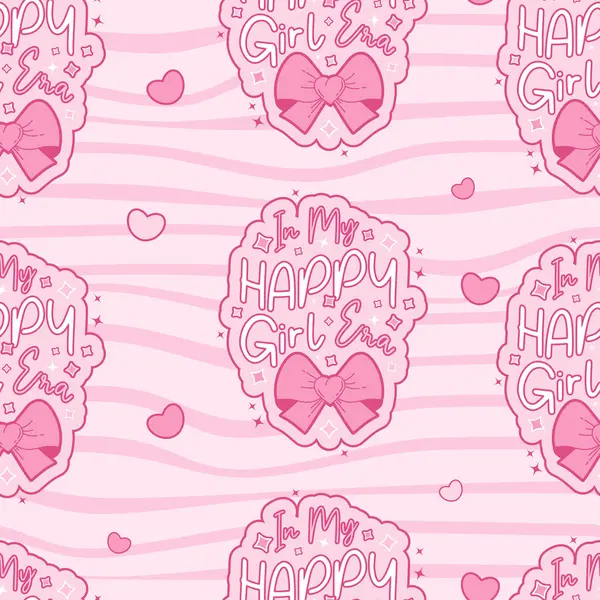 Klasik Coquette Pembe Şablonu. Ribbon Bow ile Motivasyonel Alıntı Harfleri Dansçı Çizgili Çizgili Arka plan. Romantik kız havası. Moda estetik arka plan şablonu. Vektör illüstrasyonu