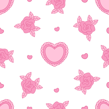 Coquette Pembe Gül ve Vintage Heart. Romantik kız havası