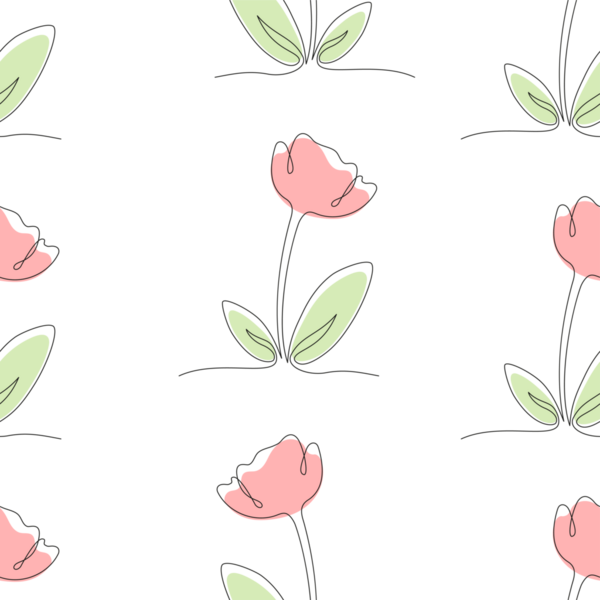 Kusursuz çiçek desenli yapraklı lale çiçeği. Bir Aralıksız Çizgi Çizimi